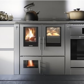 CUISINIERE BOIS CHAUDIERE PERTINGER A FLAMME INVERSEE 100