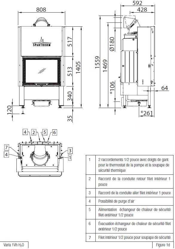 FOYER CHAUDIERE BOIS SPARTHERM LINEAR FRONT 67x51 / VARIA 1VH H2O-4S 11 KW