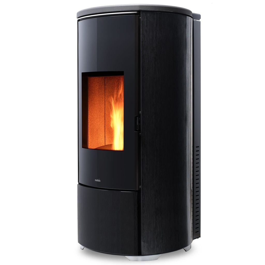 POELE PELLETS NOBIS A8 V ROUND GLASS WENGE 7.3 KW