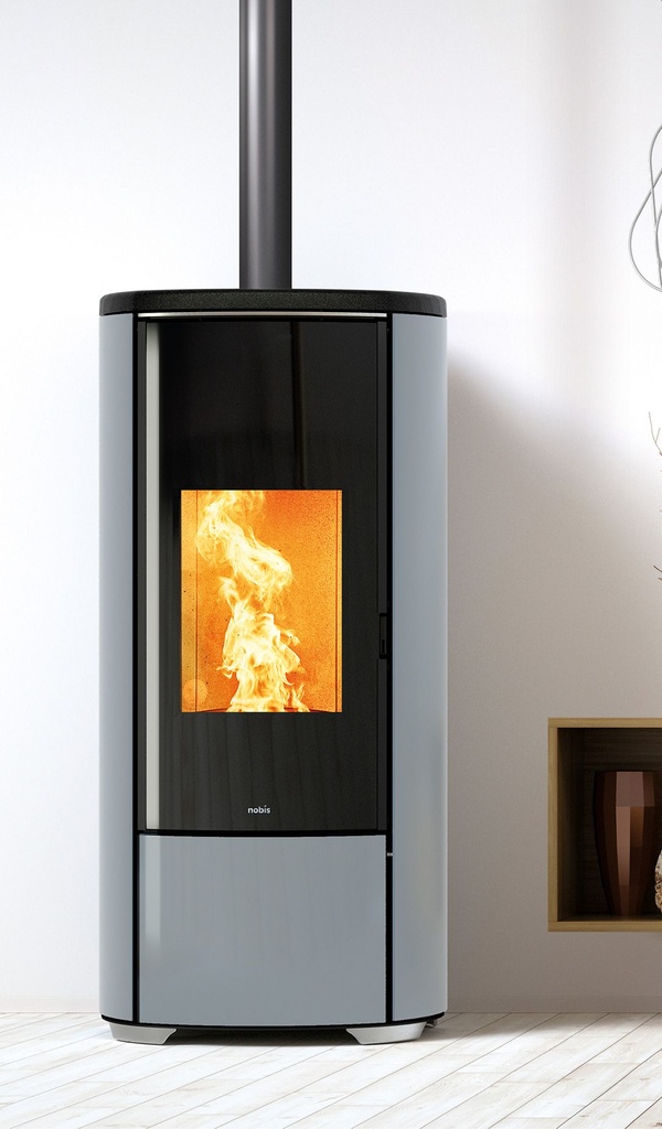 POELE PELLETS NOBIS A8 V ROUND GLASS NOIR 8 KW