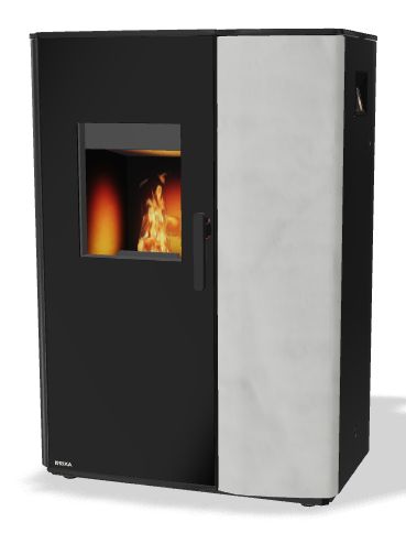 POELE BOIS PELLETS RIKA PARO PIERRE BLANCHE 8 KW ARRIERE