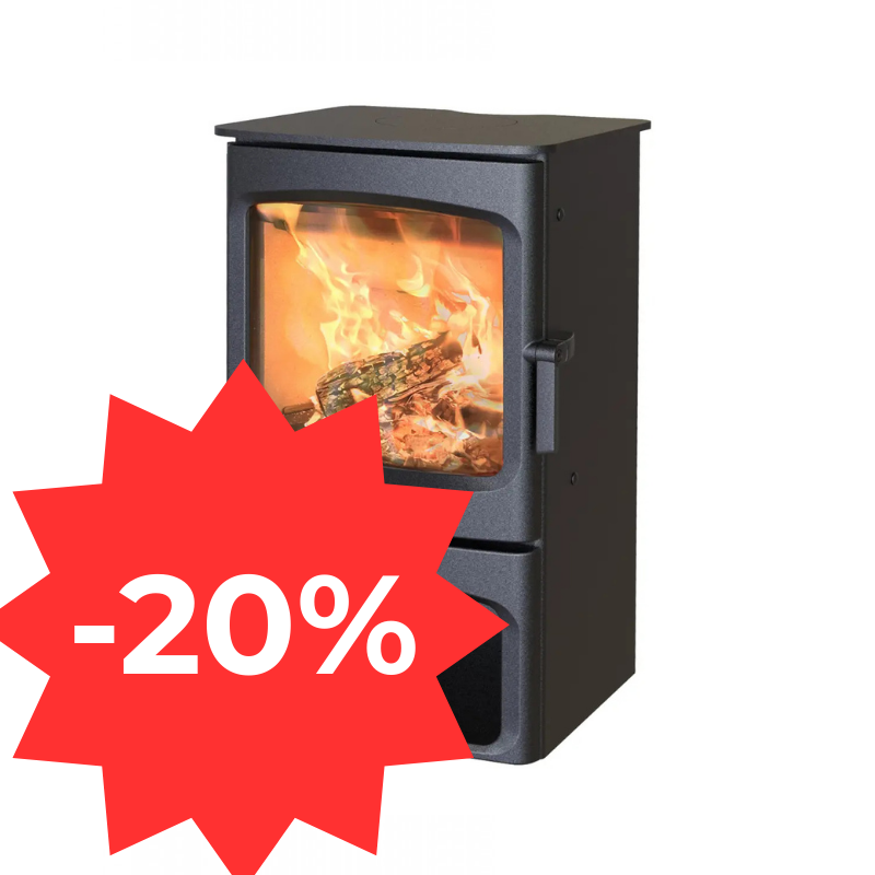 POELE BOIS CHARNWOOD - ARC 5 SUR SOCCLE - NOIR MAT EXPO