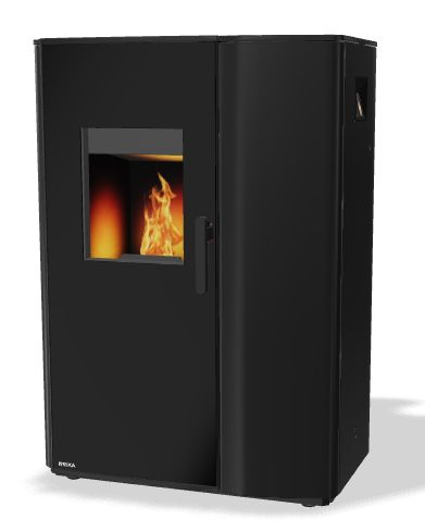 [RIK_E17012+E17010] POELE BOIS PELLETS RIKA PARO ACIER NOIR 8 KW ARRIERE