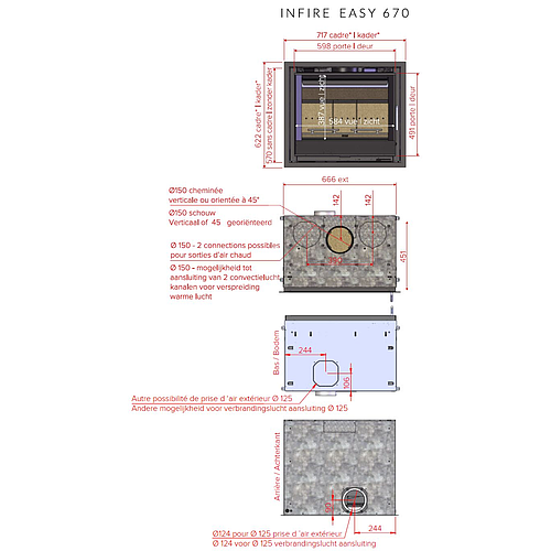 INSERT BOIS BODART & GONAY INFIRE EASY 670 SKAMOLEX CADRE 3X30MM